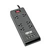 Tripp Lite Surge Protector Power Strip 6-Outlets 4 USB Ports 6ft Cord Black - 6 x NEMA 5-15R, 4 x USB - 1875 VA - 9