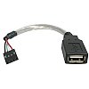 6in USB 2.0 Cable - USB A Female to USB Motherboard 4 Pin Header F/F