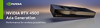 NVIDIA RTX 4500, Ada Lovelace architecture, 7680 CUDA Cores, 240 fourth-generation Tensor Cores, 60 third-generation RT Cores, 24GB GDDR6 ECC