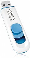 ADATA C008 16GB USB 2.0 Retractable Capless Flash Drive, White/Blue (AC008-16G-RWE)