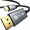 8K Mini DisplayPort to DisplayPort 1.4 Cable, [8K@60Hz, 4K@144Hz, 2K@240Hz] 6.6FT