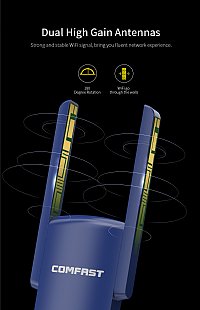 Comfast CF-927BF 1300Mbps RTL8822BU Wifi BT4.2 2 in 1Wifi Adapter Dongle for PC/Desktop/Laptop