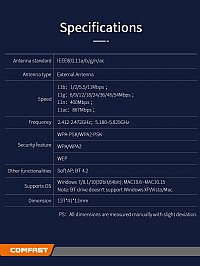 Comfast CF-927BF 1300Mbps RTL8822BU Wifi BT4.2 2 in 1Wifi Adapter Dongle for PC/Desktop/Laptop