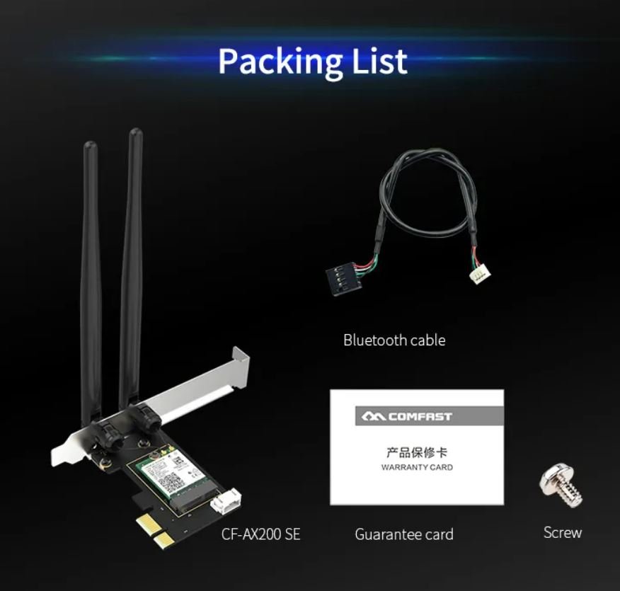 Comfast CF-AX200 SE Bluetooth PCIe Wireless/WiFi Wlan Adapter