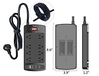 Surge Protector Power Strip - Nuetsa Flat Plug Extension Cord with 8 Outlets and 4 USB Ports, 6 Feet Power Cord, 2700 Joules, ETL Listed, Black