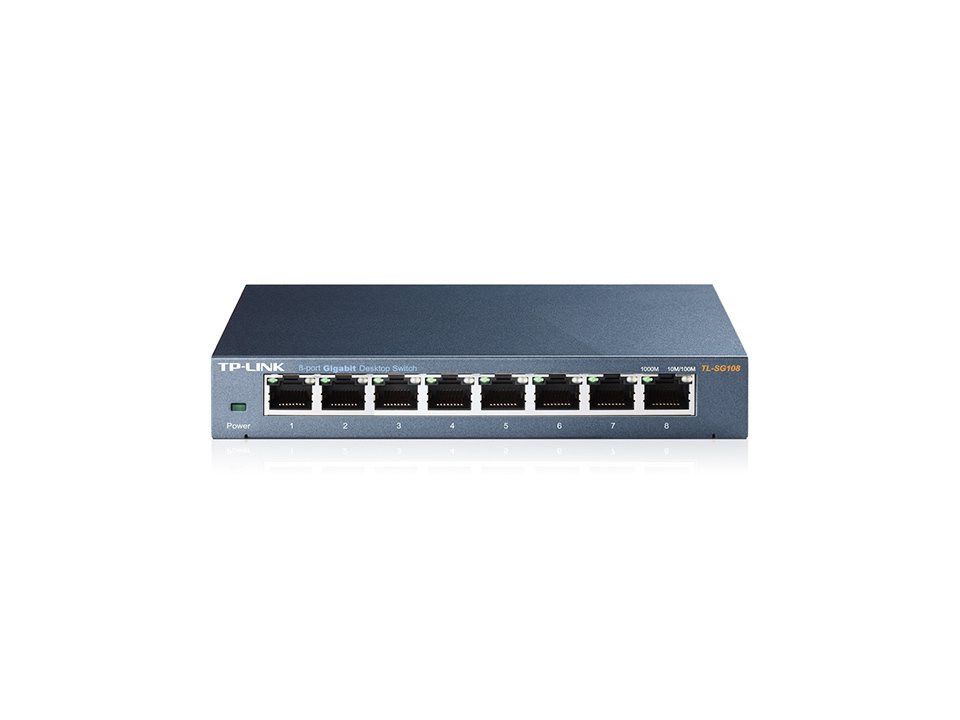 Tp Link Tl Sg108 8 Port 10 100 1000mbps Desktop Gigabit Steel Cased Switch Ieee 802 1p Qos Up To 72 Power Saving