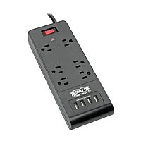 Tripp Lite Surge Protector Power Strip 6-Outlets 4 USB Ports 6ft Cord Black - 6 x NEMA 5-15R, 4 x USB - 1875 VA - 9