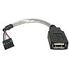 Show product details for 6in USB 2.0 Cable - USB A Female to USB Motherboard 4 Pin Header F/F