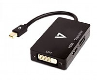 V7 Black Video Adapter Mini DisplayPort Male to DisplayPort Female + DVI-D Female + HDMI Female