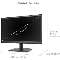 ViewSonic VA1903H 19-Inch WXGA 1366x768p 16:9 Widescreen Monitor with Enhanced View Comfort, Custom ViewModes and HDMI for Home and Office